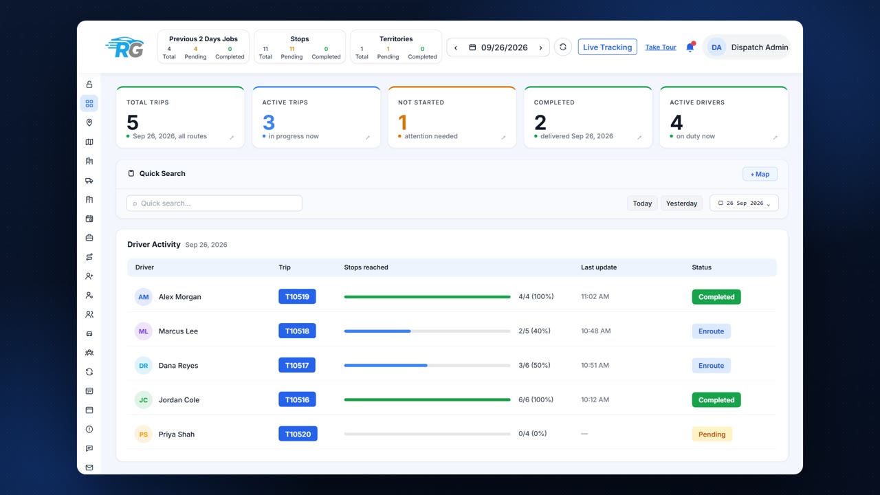 Dispatch operations dashboard