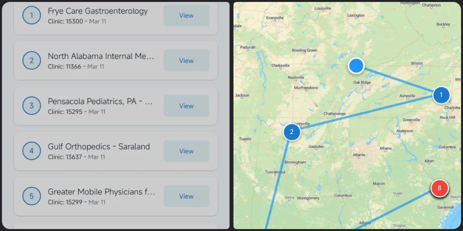 Route optimization interface